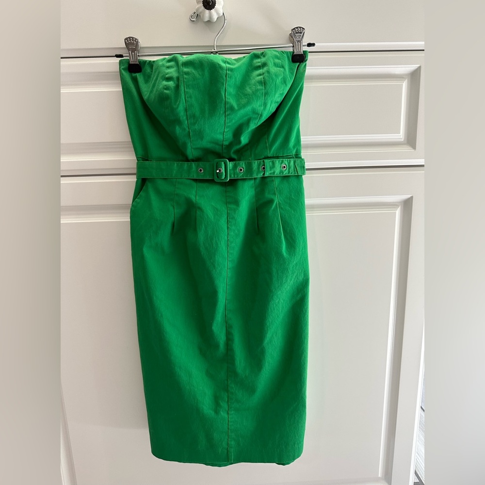 Size 0 Strapless Green Fitted Cocktail Dress Summer Light Fabric
